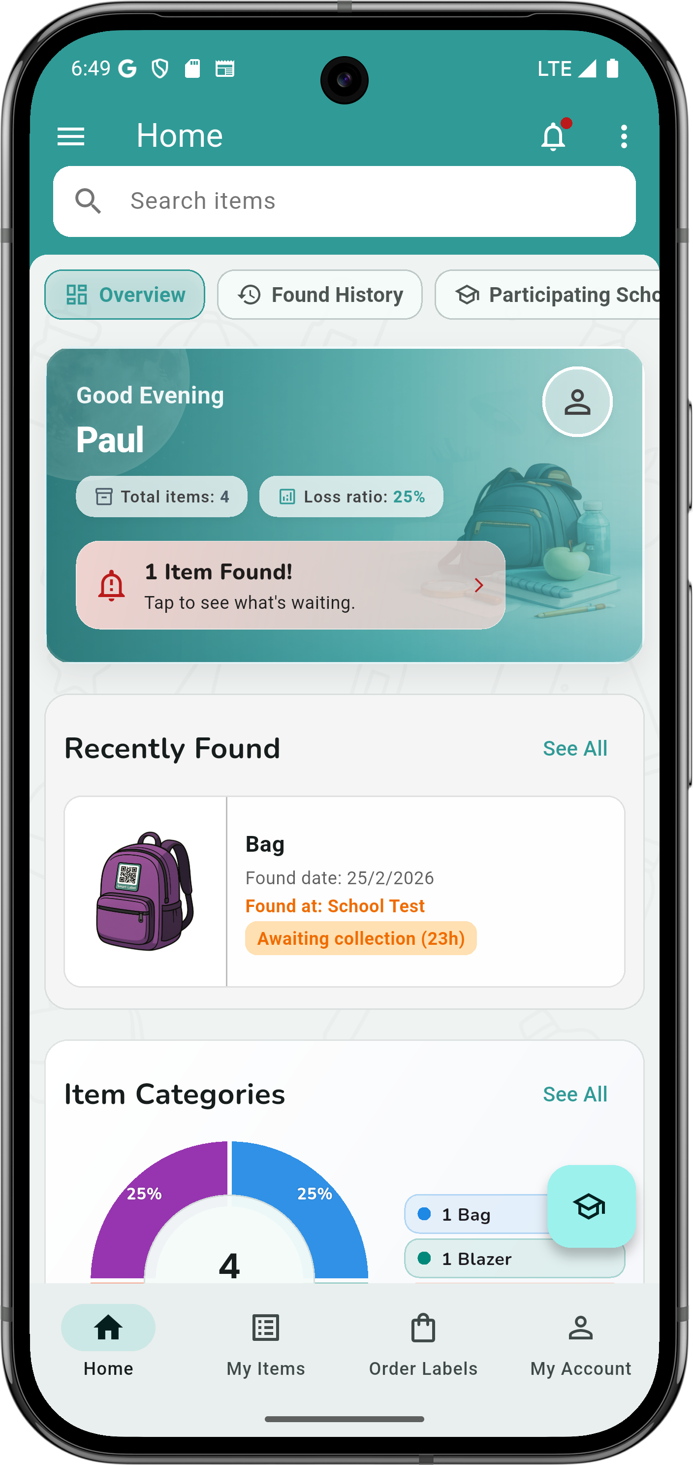 FoundNow home screen preview